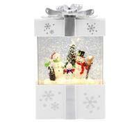 Syrisora Scatola di Musica di Natale Snowfall Brittering Music Box Sunte Snowman Tree Decor, Sweet Present Lamp per Vacanze, Decorazione per la Casa con Canto, Batteria Ad Alimentazione (Bianco)