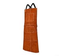 Syrkoven Grembiule in pelle resistente con 6 tasche per saldatori | Pelle bovina divisa, resistente al calore fino ad alte temperature, protegge le ginocchia, ideale per la saldatura di