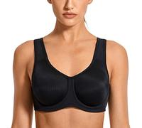 SYROKAN Donna Reggiseno Sportivo con Ferretto Modellato per Seni Generosi Nero 4D (UK 36D)