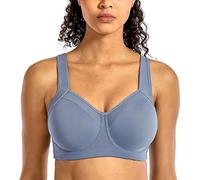 SYROKAN Donna Reggiseno Sportivo Impatto Elevato Dorso a Vogatore con Ferretto Grigio, 34D