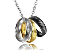 SYRQUX 1 Pezzi Collana Ciondolo Anello Il Signore Degli Anelli, Con 3 Anelli Gadget Unico Anello Del Potere Colore Idea Regalo Magia Per Fantasy Cosplay, Lunghezza Della Catena 60 Cm