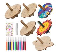 SYRQUX 1 Set Giroscopio In Legno Bambini, Pittura E Bricolage Per Regali Delle Feste Di Compleanno Dei Penne Colorate Adesivi Glitterati Per La Decorazione Pittorica Fai Da Bambini