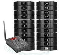 System Cercapersone Per Ristorante, 500m Pager Clienti Wireless 10/20/30 Pezzi, 3 Modalità Di Avviso E 999 Canali, Buzzer Coaster Per Gestione Code In Bar, Caffè, Clinica E Food Court 20pagers