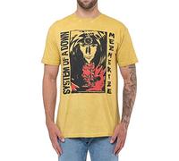 System Of A Down T Shirt Reflections Nuovo Uomo Mustard Giallo Mineral Wash