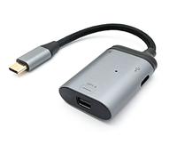 System-S Adattatore 3 in 1 Mini DP 1.4 femmina & 2x USB 3.1 tipo C femmina a tipo C maschio grigio