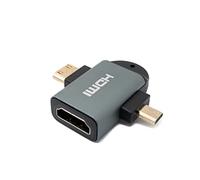 System-S Adattatore HDMI Y 4K da presa standard a mini spina e cavo micro maschio, colore grigio