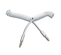 System-S Cavo audio, 150 cm, 3,5 mm, stereo, maschio a maschio, a spirale, colore bianco