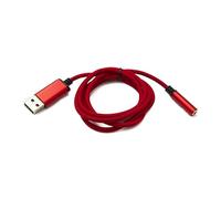 System-S Cavo audio USB 100 cm 3,5 mm jack femmina a 2.0 tipo A maschio AUX adattatore intrecciato rosso
