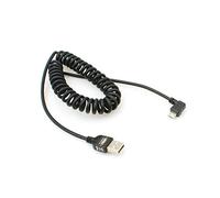 System-S Cavo micro USB 2.0 a spirale angolare 90 gradi (sinistra/maschio), cavo dati di ricarica, 150 cm