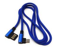 SYSTEM-S - Cavo Micro USB a Sinistra, angolato su interfaccia USB Reversibile Tipo A 2.0, Colore: Blu, 98 cm