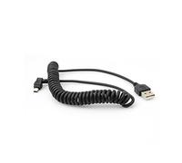 System-S - Cavo Mini USB a Spirale, connettore ad Angolo retto (Sinistra), Cavo Dati/Cavo di Ricarica, 140 cm