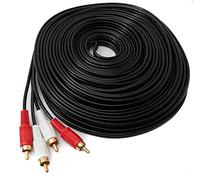 SYSTEM-S Cavo RCA 2 RCA 20 m maschio a maschio, adattatore AV stereo, colore nero