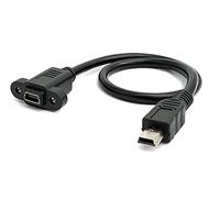 System-S Cavo USB 2.0, 30 cm, mini maschio a femmina, adattatore a vite, colore nero