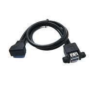 System-S Cavo USB 3.0 50 cm 20 Pin a 2X Tipo A Femmina Panel Mount Angolo Up Angled