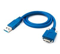 SYSTEM-S Cavo USB 3.0, 60 cm, Micro B maschio a tipo A, adattatore a vite, colore blu