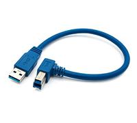 SYSTEM-S Cavo USB 3.0 da 30 cm tipo B maschio a tipo A maschio, angolare, colore: Blu