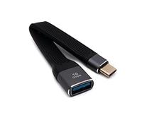 SYSTEM-S Cavo USB 3.1 da 13 cm Tipo C maschio a 3.0 Tipo A femmina, adattatore piatto in nero