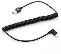 System-S Mini cavo USB a spirale dati e cavo di ricarica con spina angolare a 90 gradi, 50 cm - 90 cm estensibile