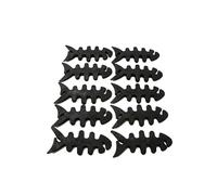 SYSTEM-S Set di 10 avvolgicavi, a forma di pesce, in silicone, protezione per cavi di colore nero