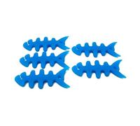 SYSTEM-S Set di 5 cavi, avvolgicavo, a forma di pesce, in silicone, protezione per cavi di colore blu