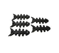 SYSTEM-S Set di 5 cavi, avvolgicavo, a forma di pesce, in silicone, protezione per cavi di colore nero