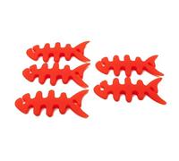 SYSTEM-S Set di 5 cavi, avvolgicavo, a forma di pesce, in silicone, protezione per cavi di colore rosso