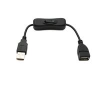 SYSTEM-S USB 2.0 Cavo 20 CM Spina Tipo A Presa Interruttore Nero