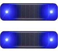 Système d'alarme de voiture alimentée par le soleil, Ultra mini avertissement solaire Flashfor Motocyclettes SUV camion véhicule conduite nocturne (Blu, 2 confezione)