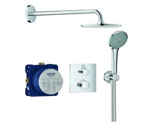 Système de douche encastré Grohe Grohtherm avec Rainshower Cosmopolitan 210, inverseur 2 voies intégré, 2 consommateurs, chromé, 34734000, 34734000
