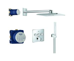 Système de douche encastré Grohe Grohtherm SmartControl, avec ensemble de douche de tête Rainshower SmartActive 310 Cube, 3 consommateurs, chromé, 34712000, 34712000