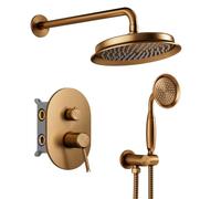 Système de Douche Encastré Rétro avec 23cm Pommeau de Douche Pluie Bronze | Sistema Doccia con Doccetta in Acciaio Inox, Valvola in Ottone, Installazione a Parete Facile