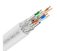 Syston Cavo Ethernet Cat8 Bulk Raw 2000 MHz 2 GHz 40 GB 20 piedi solido rame nudo S/FTP singolo elettromagnetico stagnato schermatura treccia 22/4 4 coppie 22 AWG CMR FT4 UTP bianco ordine da tagliare