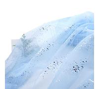 SYSUII 160 cm x 2 m chiffon glitter tulle decorativo con piccole paillettes, tessuto decorativo da cucire, tessuto trasparente in tulle, per il fai da te, matrimonio, decorazione da tavolo, blu cielo