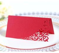 SYSUII Segnaposto per nome, 100 pezzi, in carta perlescente, per matrimonio, tavolo, compleanno, battesimo, comunione, banchetto, cena, feste, colore rosso