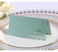 SYSUII Segnaposto per nome, 100 pezzi, in carta perlescente, per matrimonio, tavolo, compleanno, battesimo, comunione, banchetto, cena, feste, colore verde