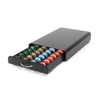 SYSYLY Cassetto Porta Capsule caffè,Porta Cialde per 40 Cialdes,Organizer per Capsule di Caffè,Cassetto per Capsule Supporto di Metallo,Nero.