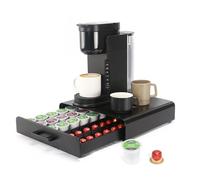 SYSYLY Porta capsule compatibile con capsule Nespreso Originalline, contenitore per 40 capsule, cassetto, metallo, nero.
