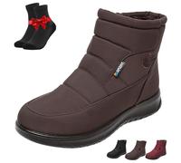 SYT-MD Women's Cozy Winter Waterproof Anti-Slip Orthopedic Boots, Women's Warm Winter Boots, Fur Lined Ankle Boots(Brown,39 EU)