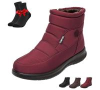 SYT-MD Women's Cozy Winter Waterproof Anti-Slip Orthopedic Boots, Women's Warm Winter Boots, Fur Lined Ankle Boots(Red,37 EU)