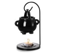 SYTHAK Bruciatore Oli Essenziali,Diffusore di Oli Essenzial a Candela,Brucia Essenze in Metallo per Bruciatore Aroma,per Soggiorno,Camera da Letto.Calderone da Appendere nel Ceramica (Nero)