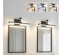 Sytmhoe 2 Pezzi Luce Per Specchio Bagno Led Con Staffa Telescopica 3000K 4500K 6000K 12W, Lampade a Parete Sopra Bagno Con Interruttore, Luce Per Quadri Nera, Applique Da Comodino Muro Camera Da Letto