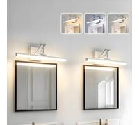 Sytmhoe 2 Pezzi Luci Per Specchio Bagno Con Interruttore Staffa Telescopica 3 Colori Chiari Design, Bianco 12W Appliques Bagno Sopra Specchio, Lampade Illuminazione Led Per Quadri Camera Da Letto