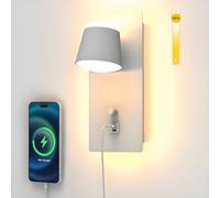 Sytmhoe Applique Per Parete Bianca Con Interruttore Incorporato Usb Tipo C, Dimmerabile Ruotabile 3000K 16W Led Moderne Lampada a Muro Cameretta Bambino Scale Interne Cucina Salotto Camera Da Letto