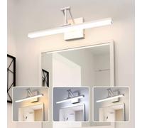 Sytmhoe Bianco Luce Specchio Bagno Led 3000K 6000K 4500K Con Interruttore 12W 48,5CM, Lampada Per Specchiera Bagno Con Pieghevole Staffa Telescopica, Luci Per Quadri Applique Da Parete Camera Da Letto