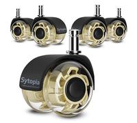 Sytopia Ruote resistenti per sedie da ufficio per pavimenti in legno e moquette, sostituiscono tappetino, ruote di ricambio in gomma, accessori universali, silenziose e lisce per sedie da computer,