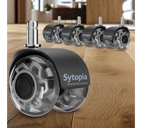 Sytopia Set di 5 ruote per sedia da ufficio con perno da 11 x 22 mm, per pavimenti in legno, moquette, laminato e piastrelle, sostituiscono tappetino per sedia da ufficio, silenziose e lisce (grigio,