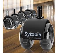 Sytopia SYT - Sedia da ufficio con ruote da 10 mm x 22 mm, compatibile solo con sedie 1KEA (non per ruote da 11 mm), set da 5 ruote per sedie da ufficio, super silenziose per pavimenti duri, moquette,