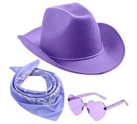 SYTTNUM 3PCS Cappello da Cowboy Western, Set Cappelli da Cowboy, Cappello Cowboy Donna, Adatto per Balli in Maschera di Carnevale e Feste a Tema Halloween