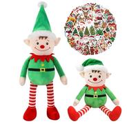 SYTTNUM Bambola Di Babbo Natale Peluche, 50pcs Adesivi di Natale, Christmas Plush Cervo, Pupazzo di Neve Morbido, per Casa Christmas Regali per Festa Regalo -25cm