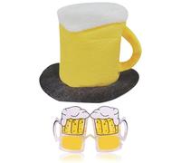 SYTTNUM Cappello a Tazza Di Birra Peluche Con Manico E Occhiali Da Sole Dell'Oktoberfest,Cappello Da Cartone Animato Boccale Da Birra,Halloween Cosplay Cappelli Festa Decorazioni Per Adulti (Yellow)